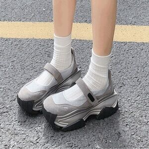 KIND TIPS Sz 40 Mary Jane Mesh And Faux Suede Super Chunky Shoes NEW WITH TAG